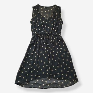 Bebop Black Polkadot Sleeveless High Low Dress Small